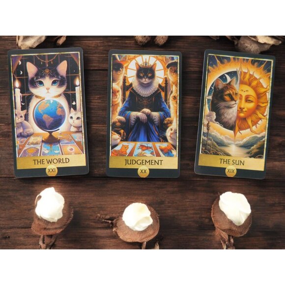 Cat Tarot Card Deck 78 Cards, 4.13" x 2.48" Mystical Cat Artwork NIB - Picture 7 of 11